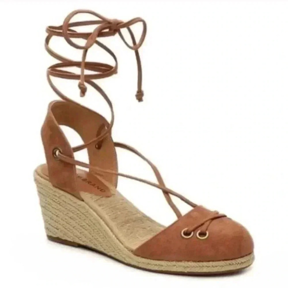 Lucky Brand NEW‎ Women’s Keller Lace Up Tan Suede Wedge Espadrilles Size 7.5 - Picture 1 of 8